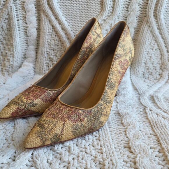 NEW‎ Ralph Lauren Women's Lindella II Pointed-Toe Pump Heels 6.5B Floral Tweed - Picture 1 of 5